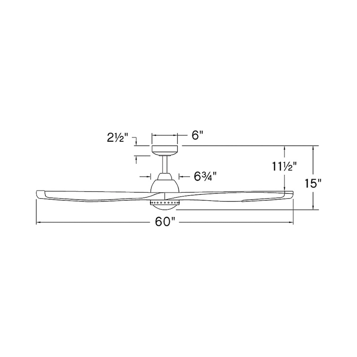 Aileron Smart Outdoor LED Ceiling Fan - line drawing.