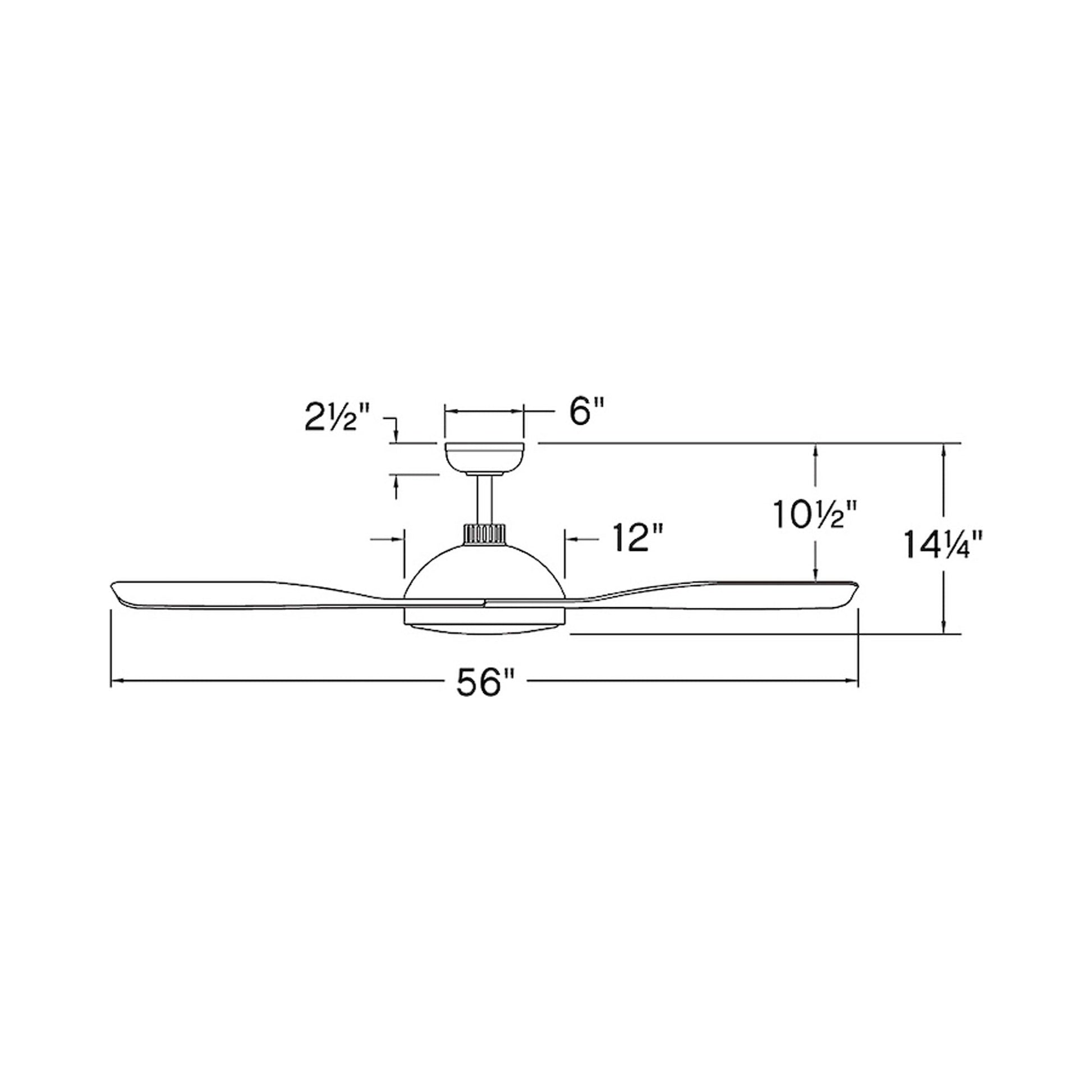 Alba Smart LED Ceiling Fan - line drawing.
