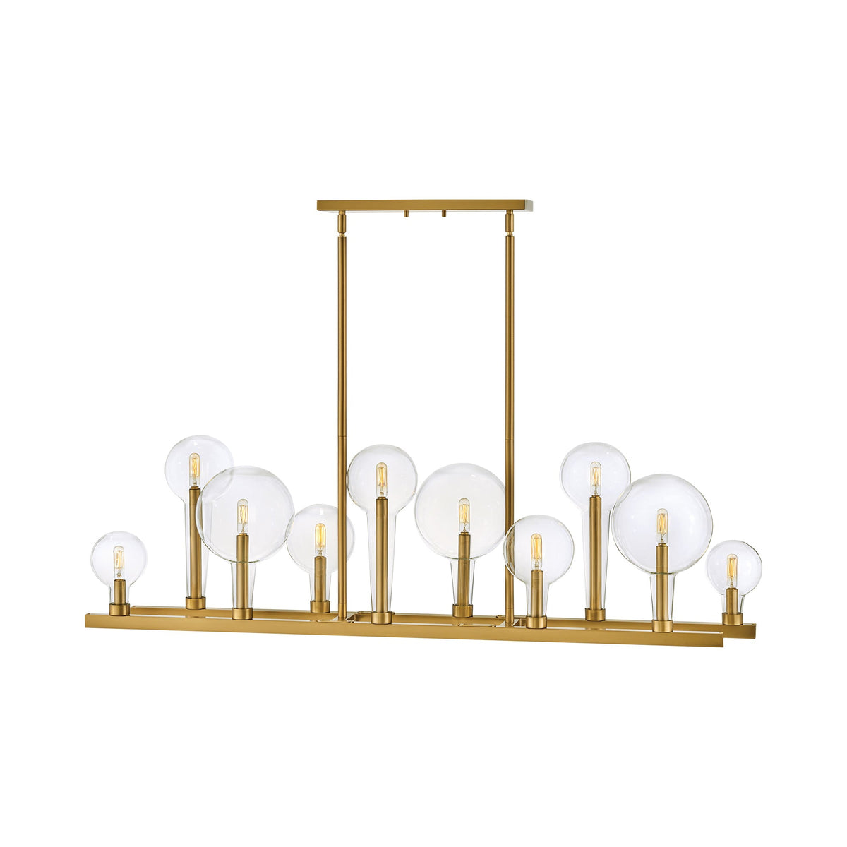 Alchemy Linear Pendant Light in Lacquered Brass.