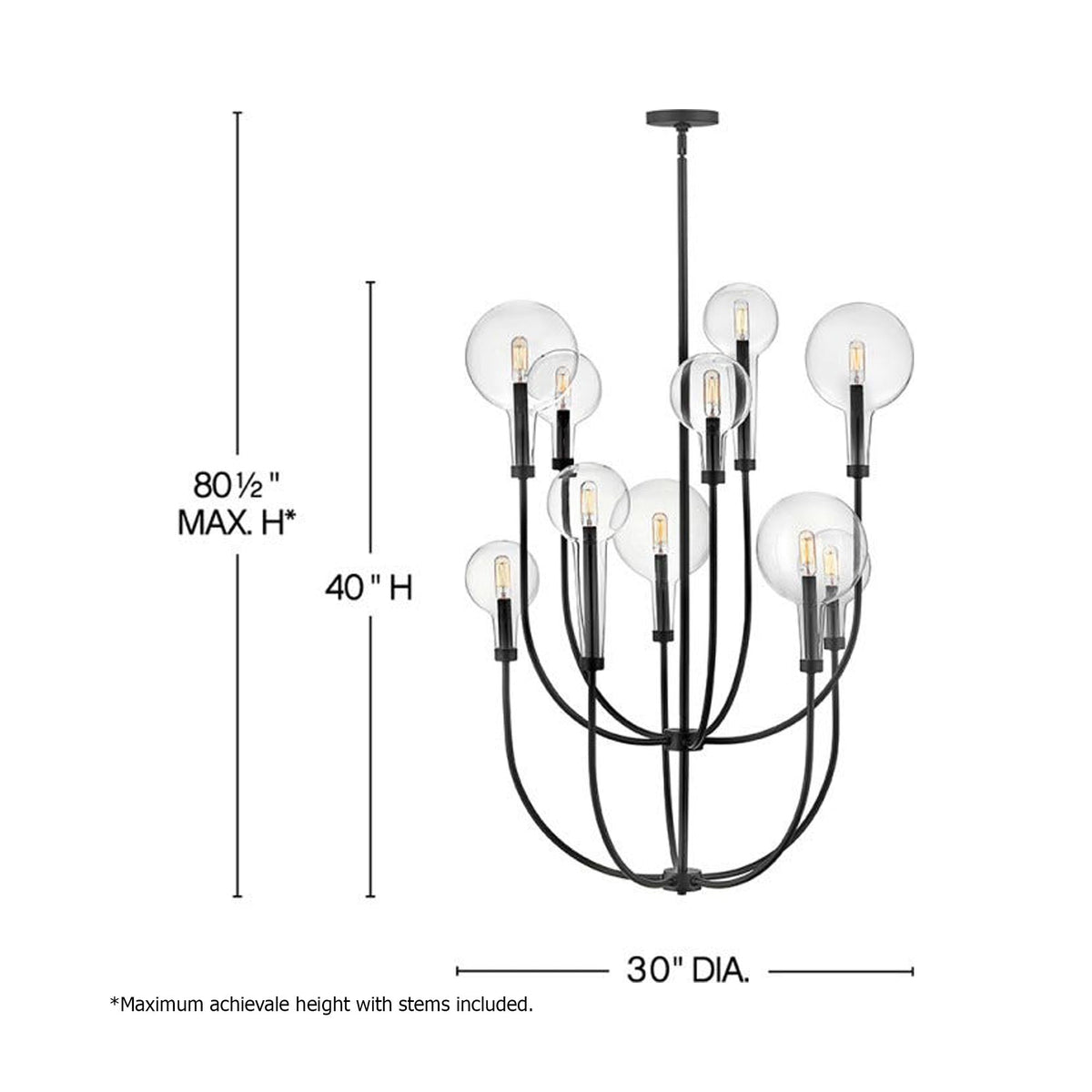 Alchemy Multi Tier Chandelier - line drawing.
