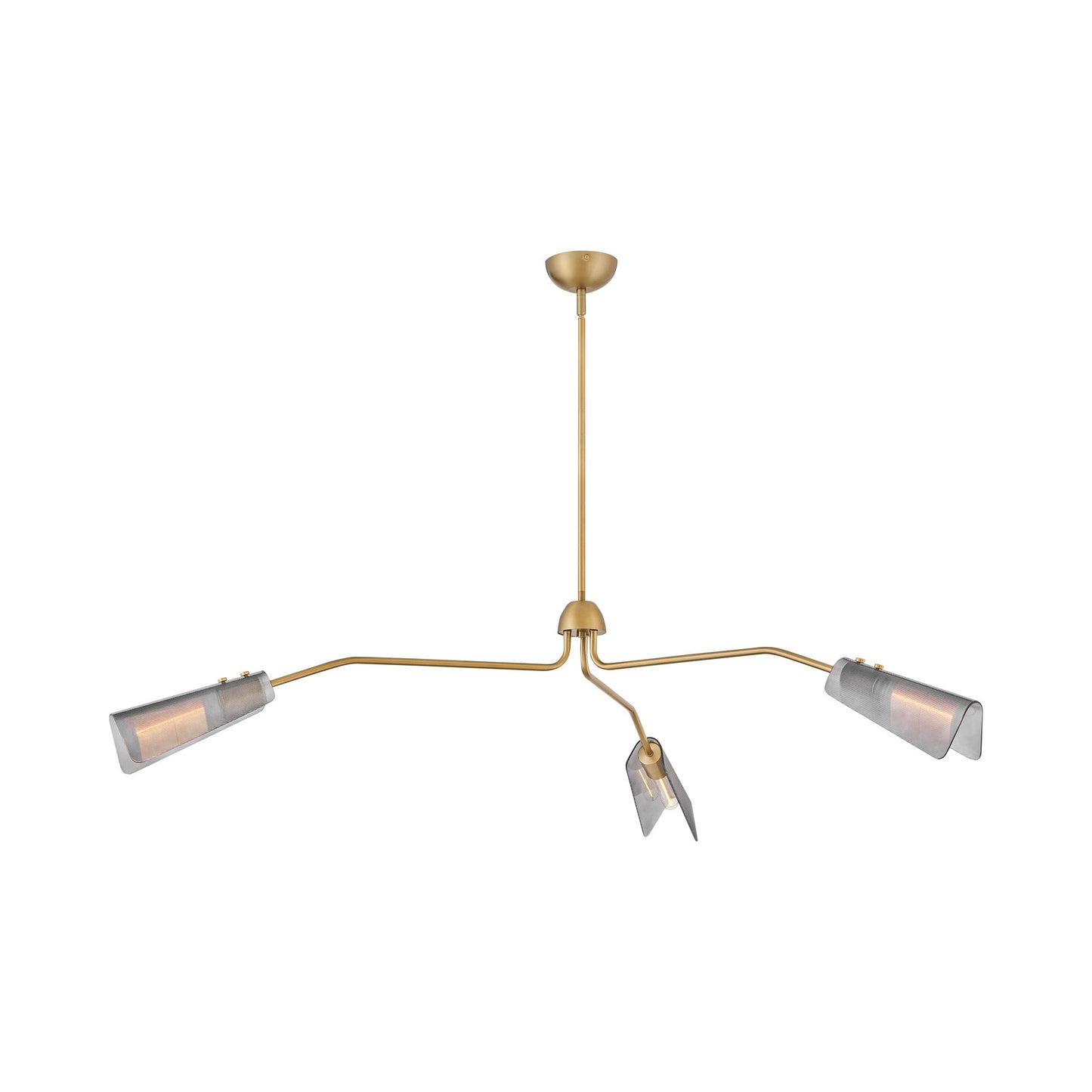 Altman Chandelier in Lacquered Brass/Smoke Glass (3-Light).
