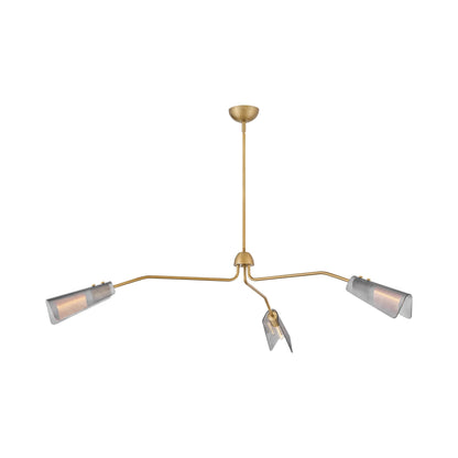 Altman Chandelier in Lacquered Brass/Smoke Glass (3-Light).
