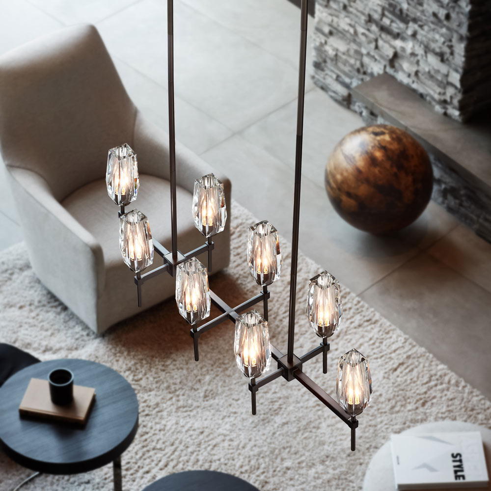 Ana Linear Pendant Light in living room.
