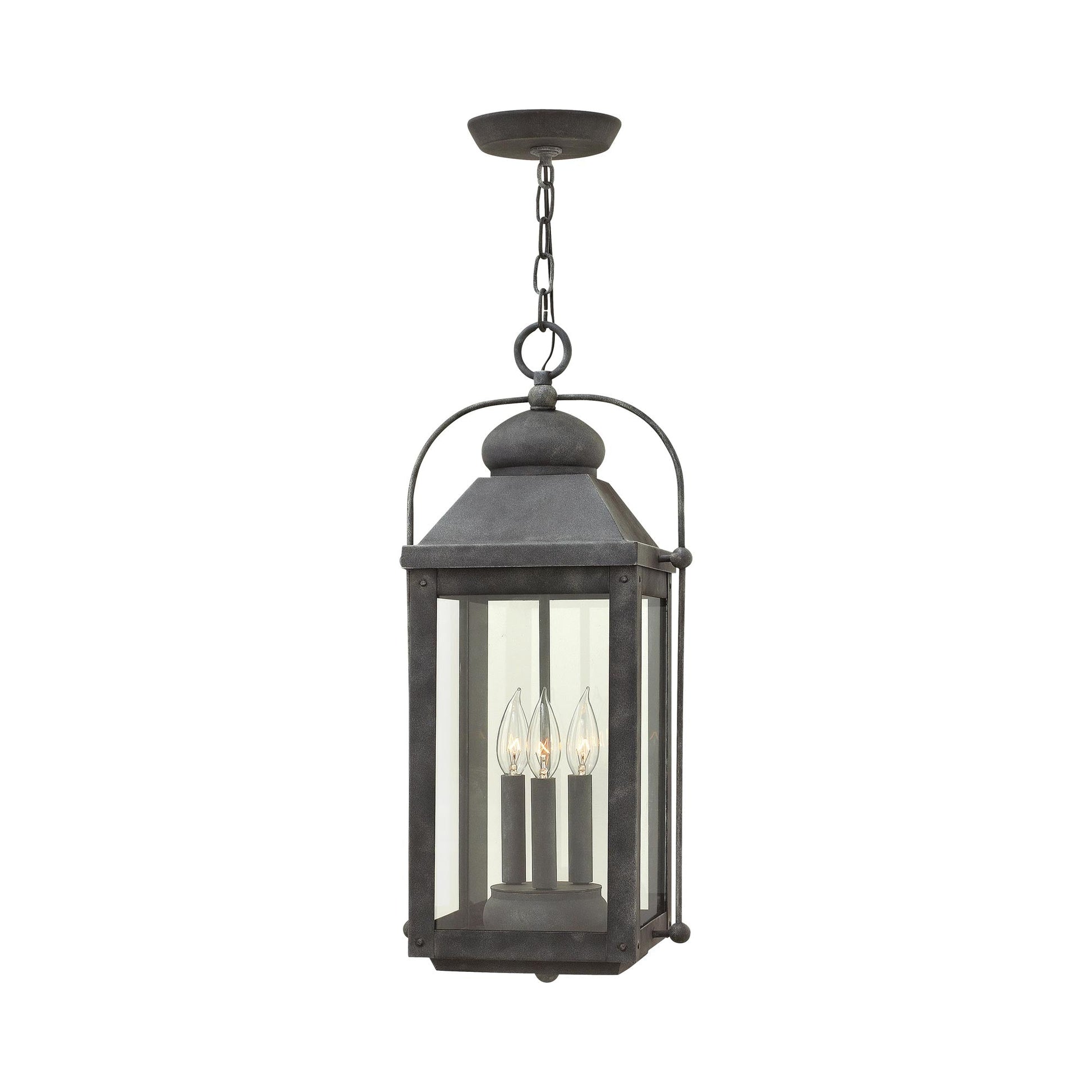 Anchorage Outdoor Pendant Light in Aged Zinc.