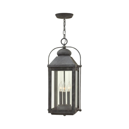 Anchorage Outdoor Pendant Light in Aged Zinc.