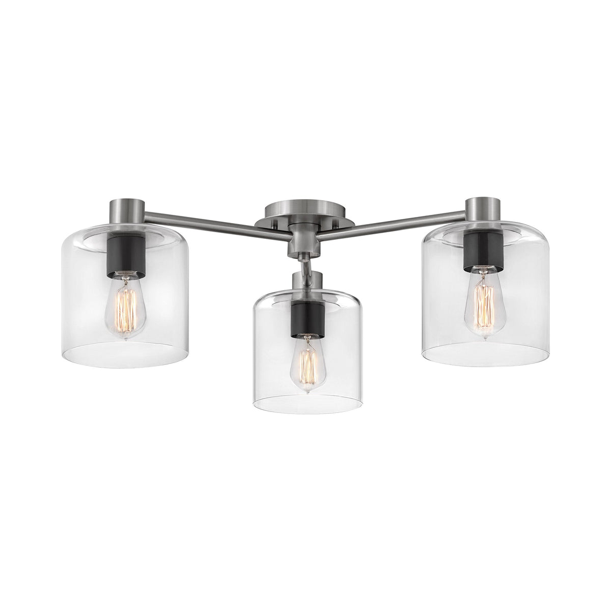 Axel Semi Flush Mount Ceiling Light in Brushed Nickel.
