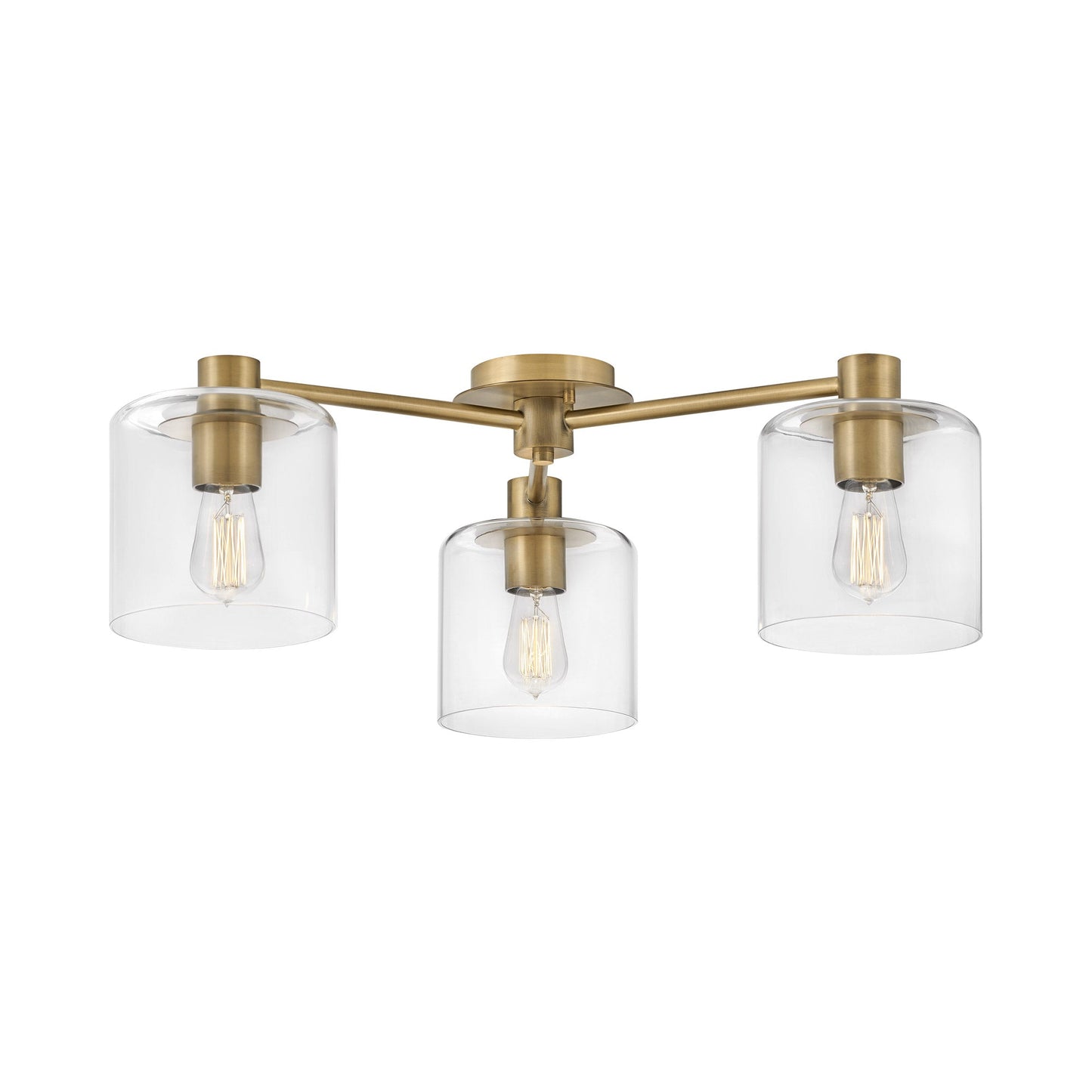Axel Semi Flush Mount Ceiling Light in Heritage Brass.