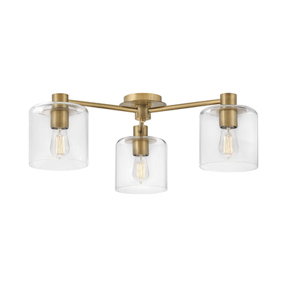 Axel Semi Flush Mount Ceiling Light in Heritage Brass.