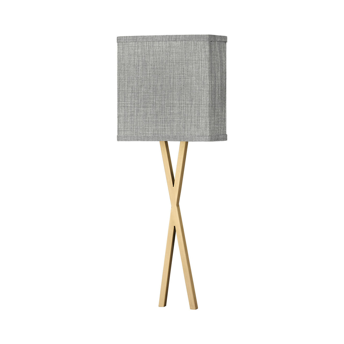 Axis LED Wall Light in Heritage Brass/Heathered Gray Linen.