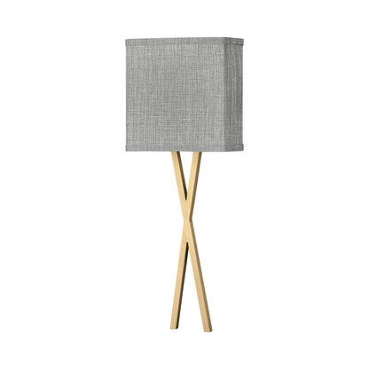 Axis LED Wall Light in Heritage Brass/Heathered Gray Linen.