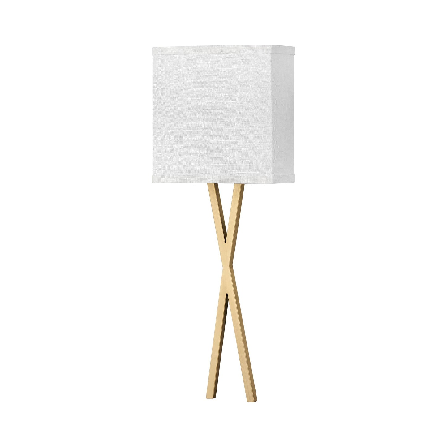 Axis LED Wall Light in Heritage Brass/Off-White Linen.