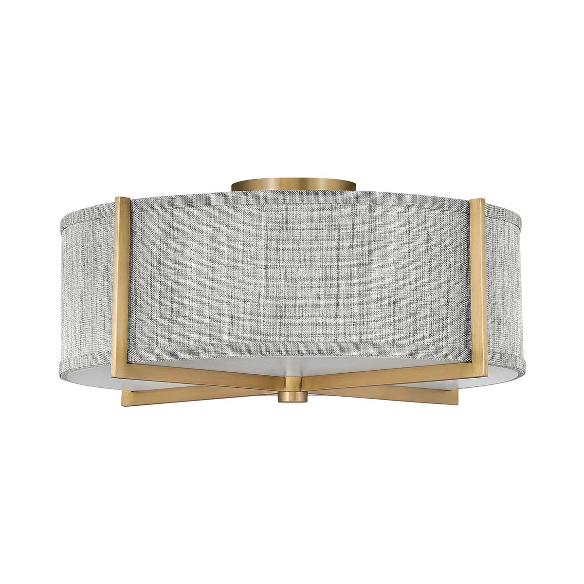 Axis Semi Flush Mount Ceiling Light in Heritage Brass/Heathered Gray Slub (19.5-Inch).