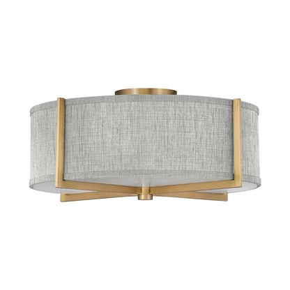 Axis Semi Flush Mount Ceiling Light in Heritage Brass/Heathered Gray Slub (19.5-Inch).
