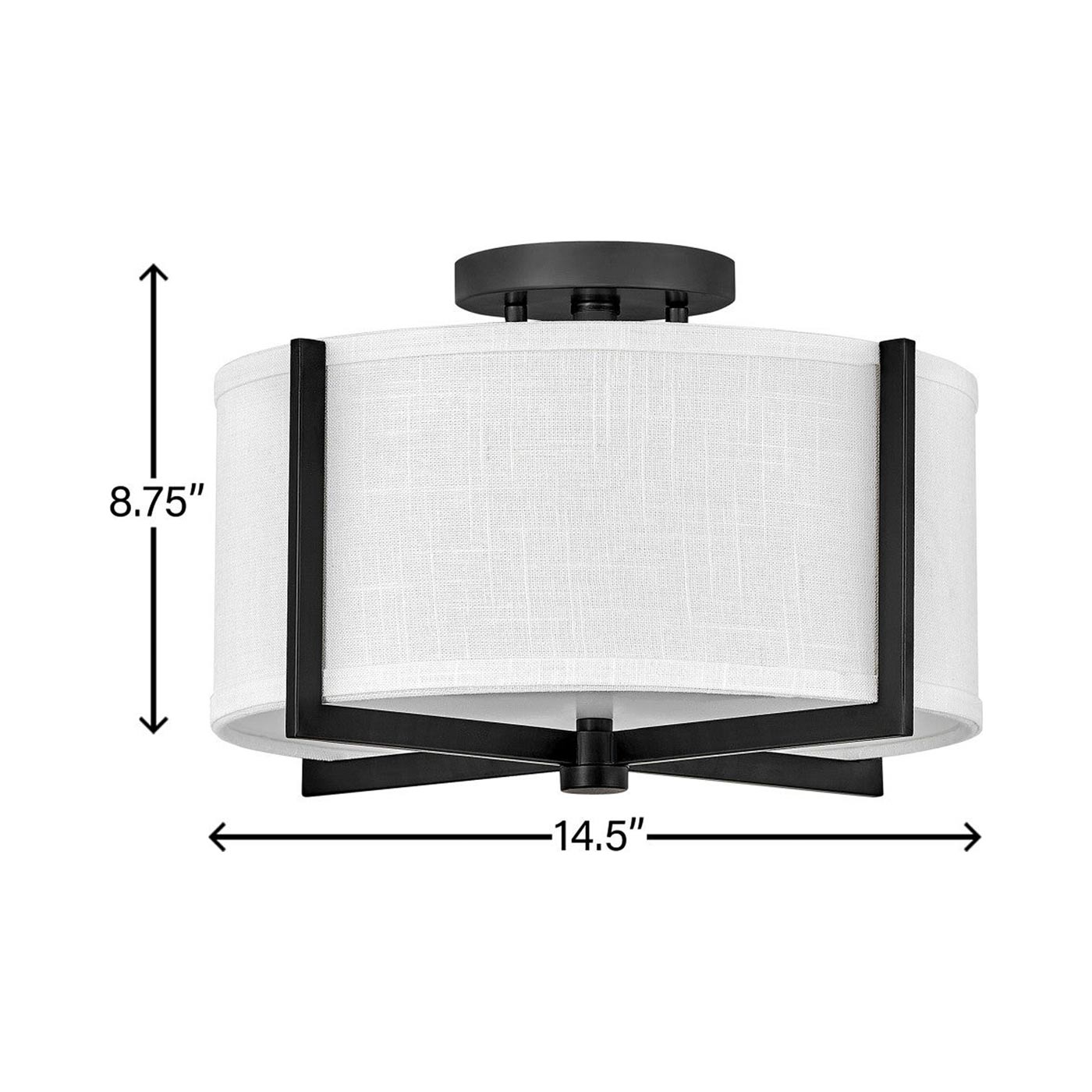Axis Semi Flush Mount Ceiling Light - line drawing.