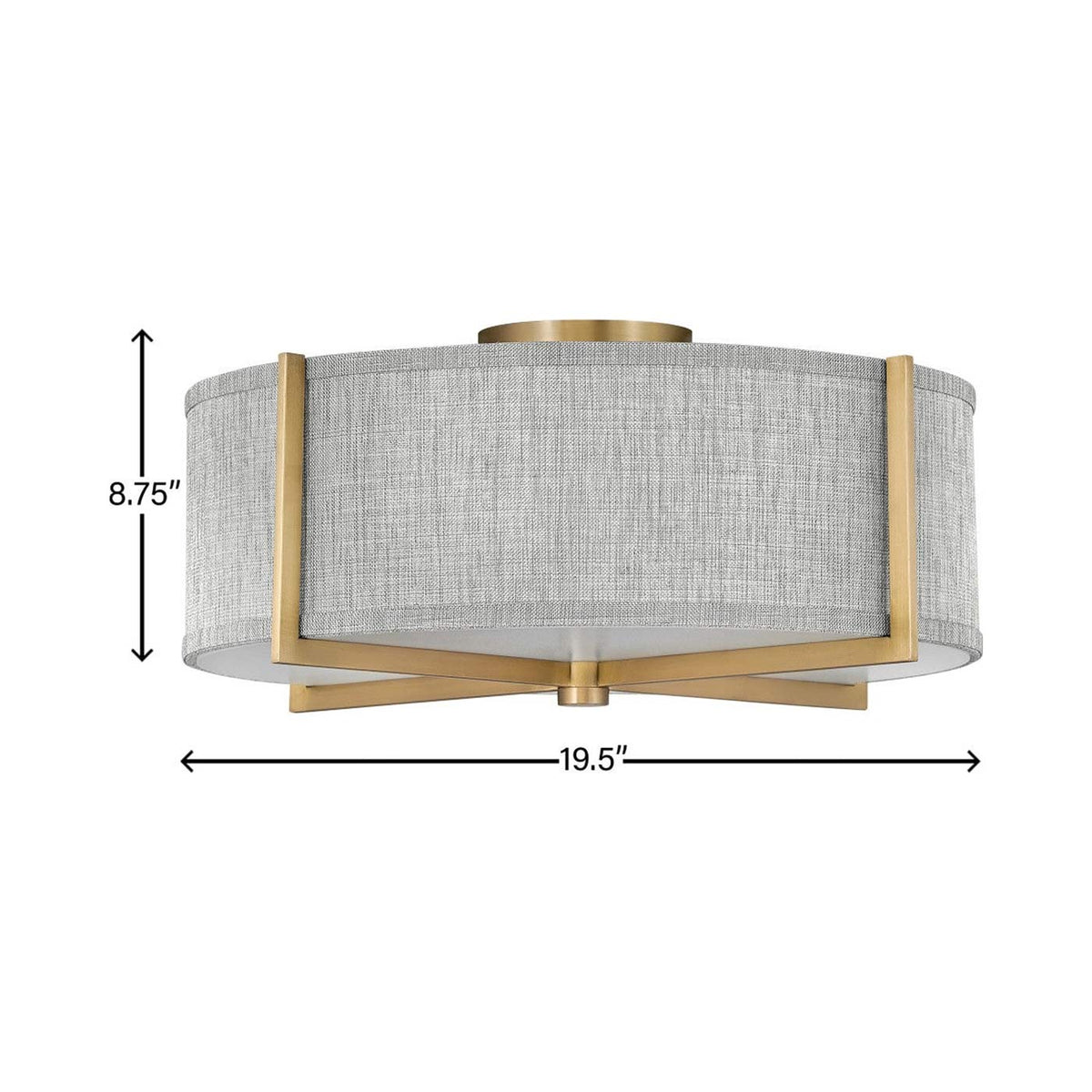 Axis Semi Flush Mount Ceiling Light - line drawing.