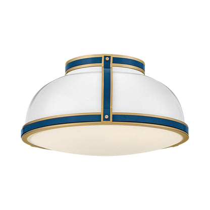 Barton Flush Mount Ceiling Light in Gloss White (18-Inch).