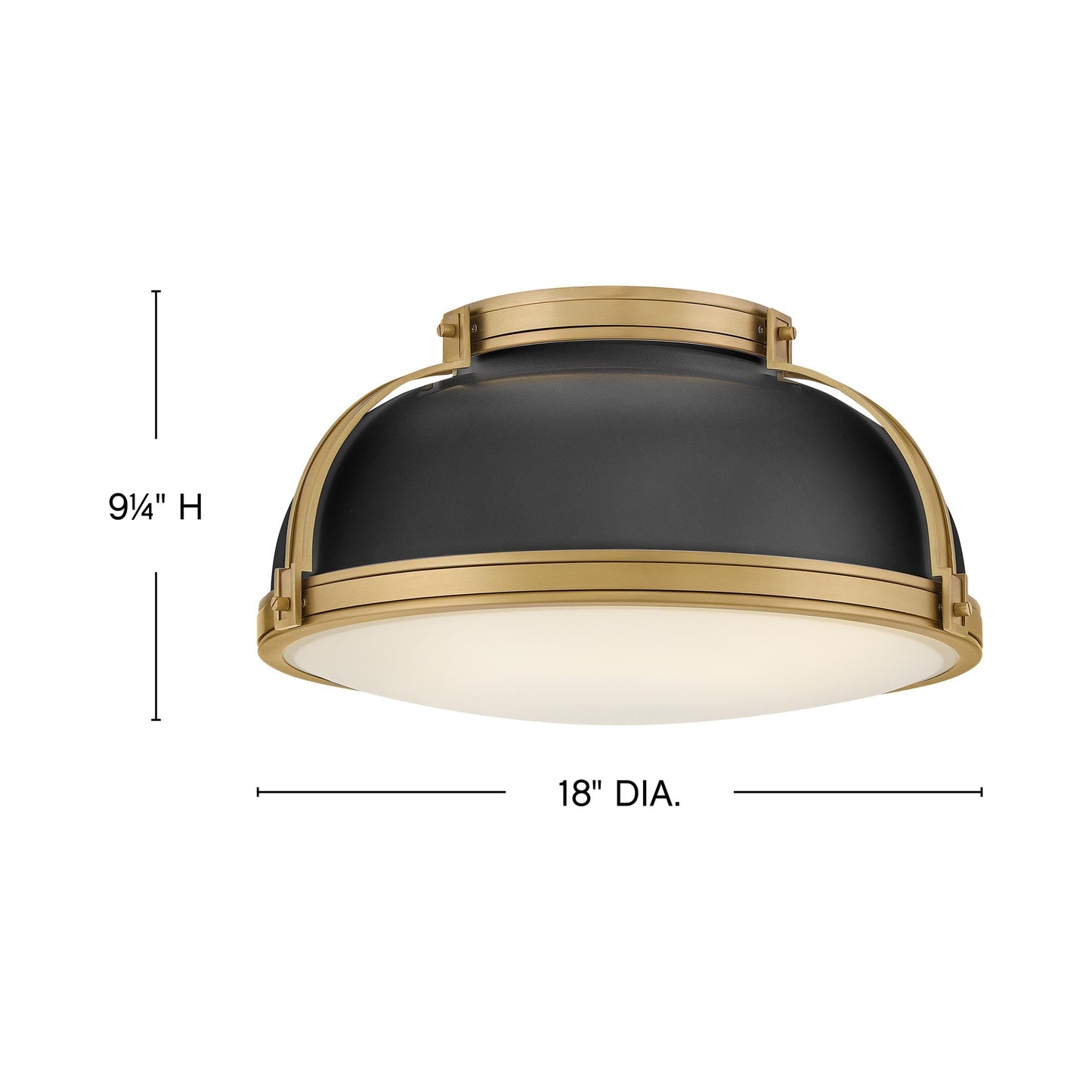 Barton Flush Mount Ceiling Light - line drawing.