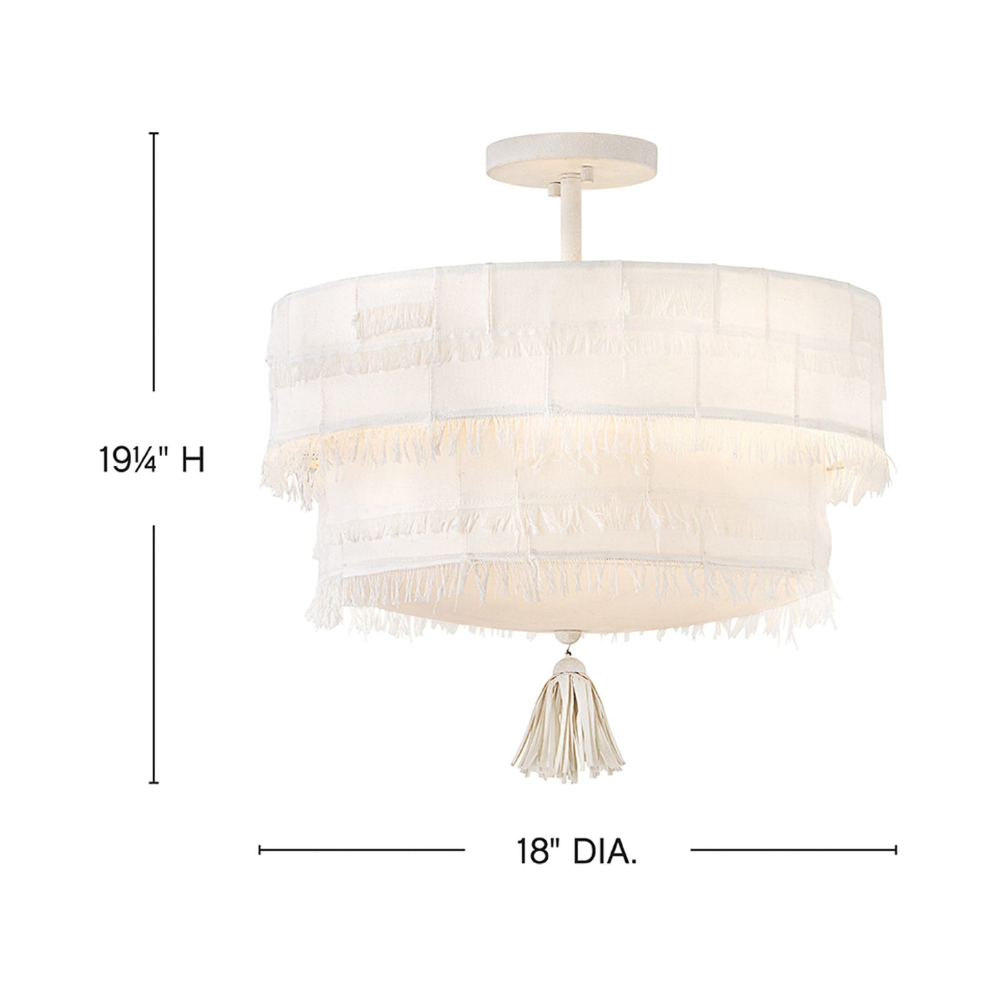 Baya Round Semi Flush Mount Ceiling Light - line drawing.