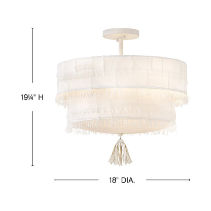 Baya Round Semi Flush Mount Ceiling Light - line drawing.