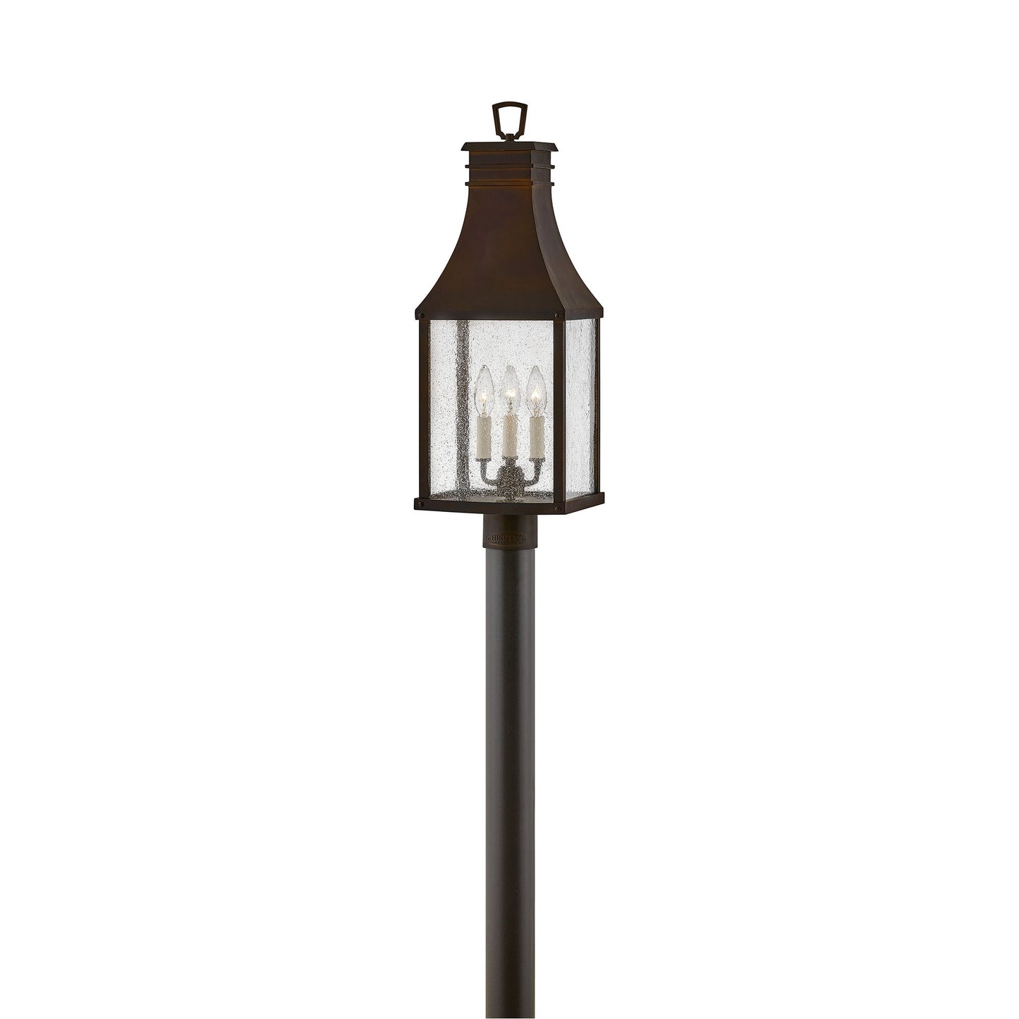 Beacon Hill Outdoor Post Mount in Blackened Copper.