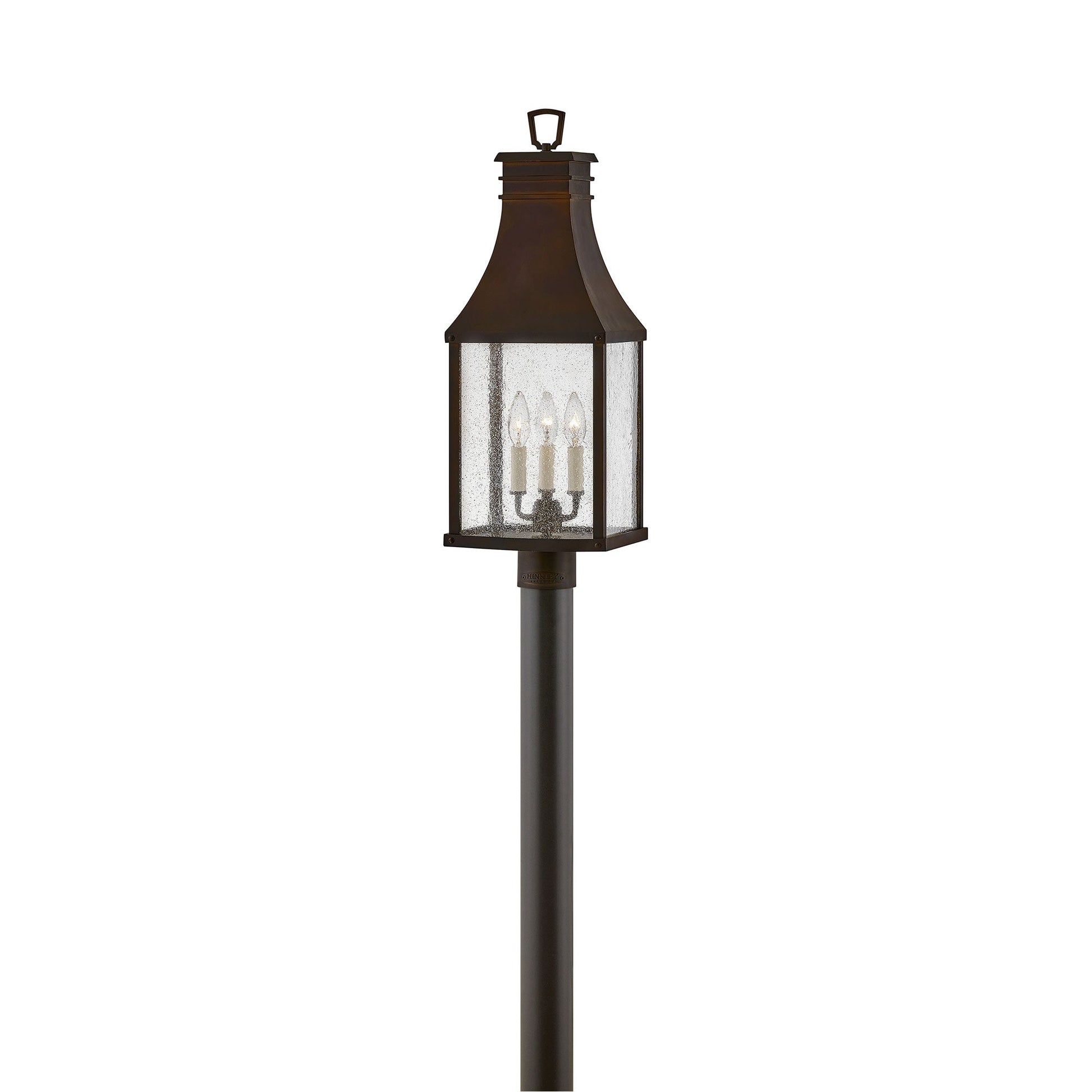 Beacon Hill Outdoor Post Mount in Blackened Copper.