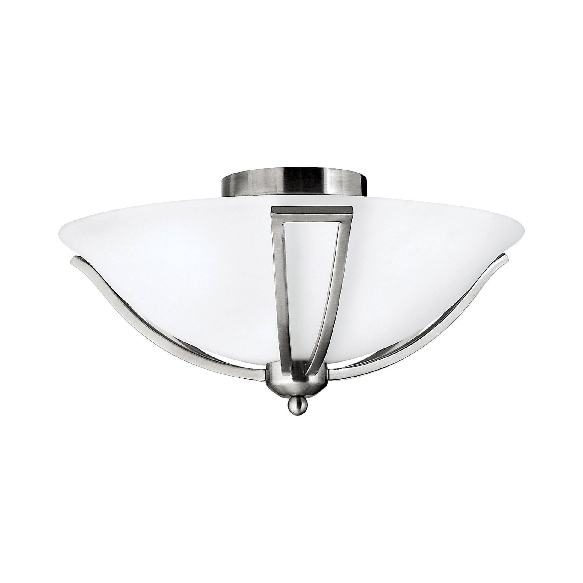 Bolla Flush Mount Ceiling Light in Brushed Nickel.
