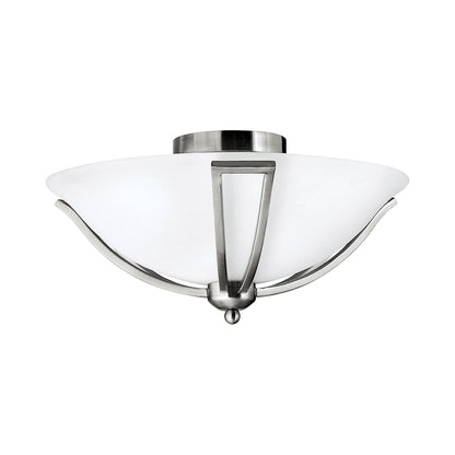 Bolla Flush Mount Ceiling Light in Brushed Nickel.