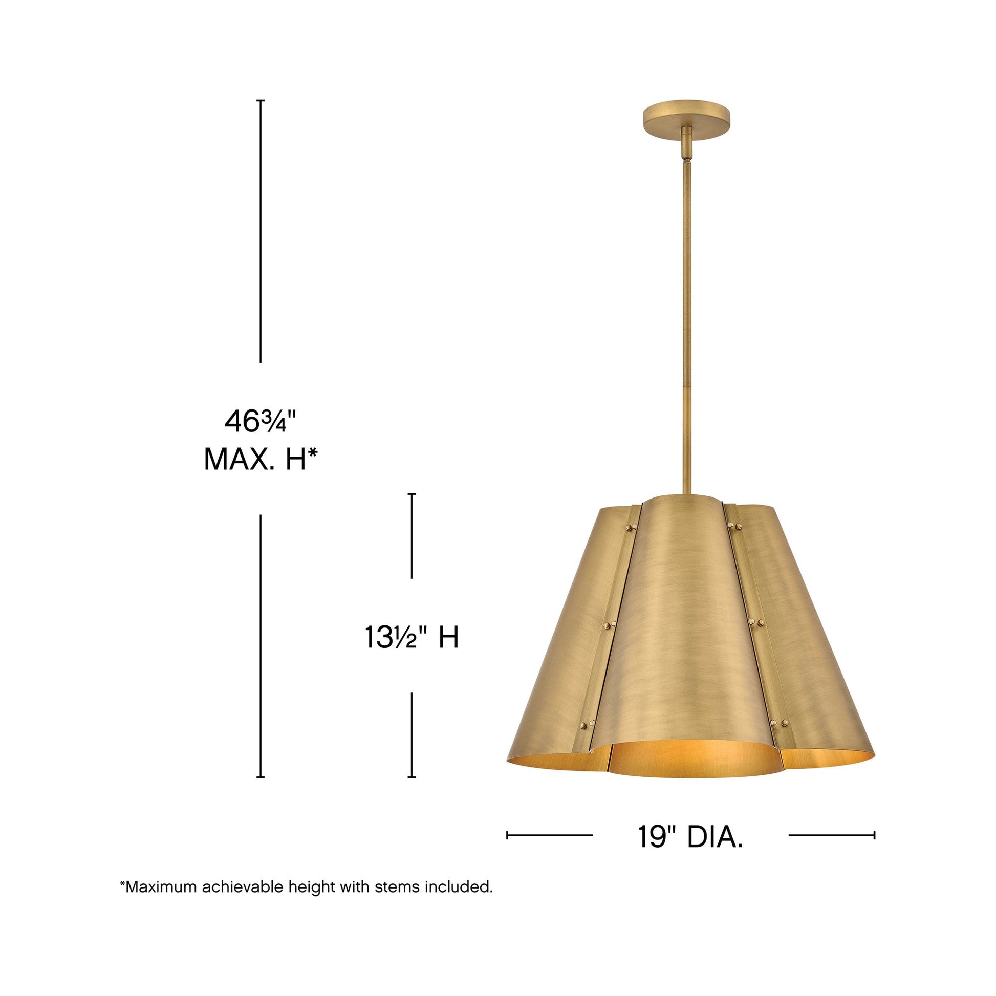 Bowman Pendant Light - line drawing.