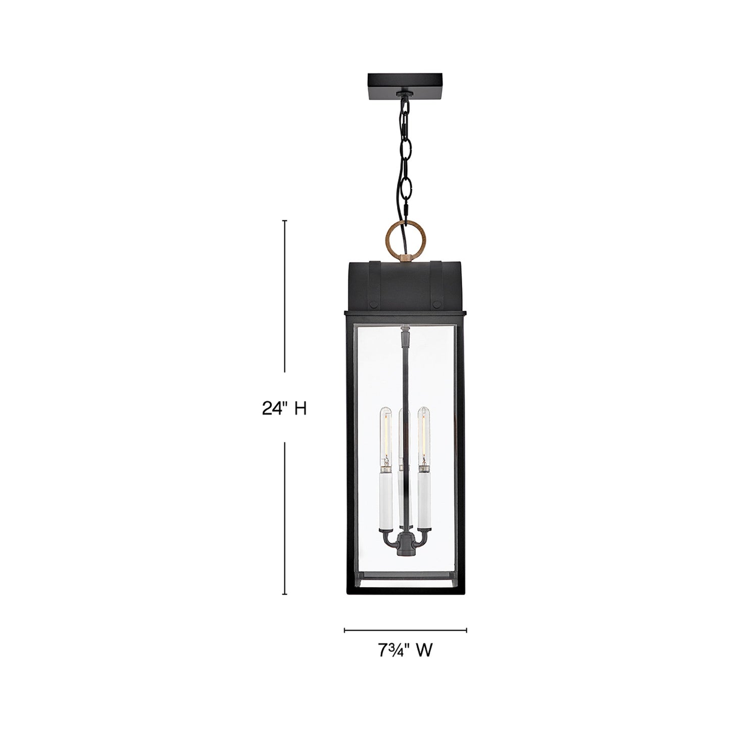 Campbell Outdoor Pendant Light - line drawing.