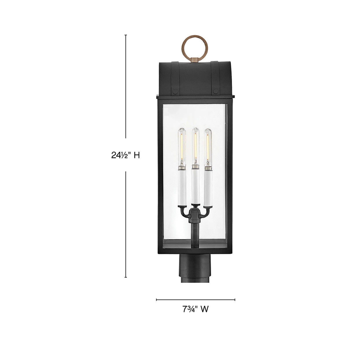 Campbell Outdoor Post Light - line drawing.