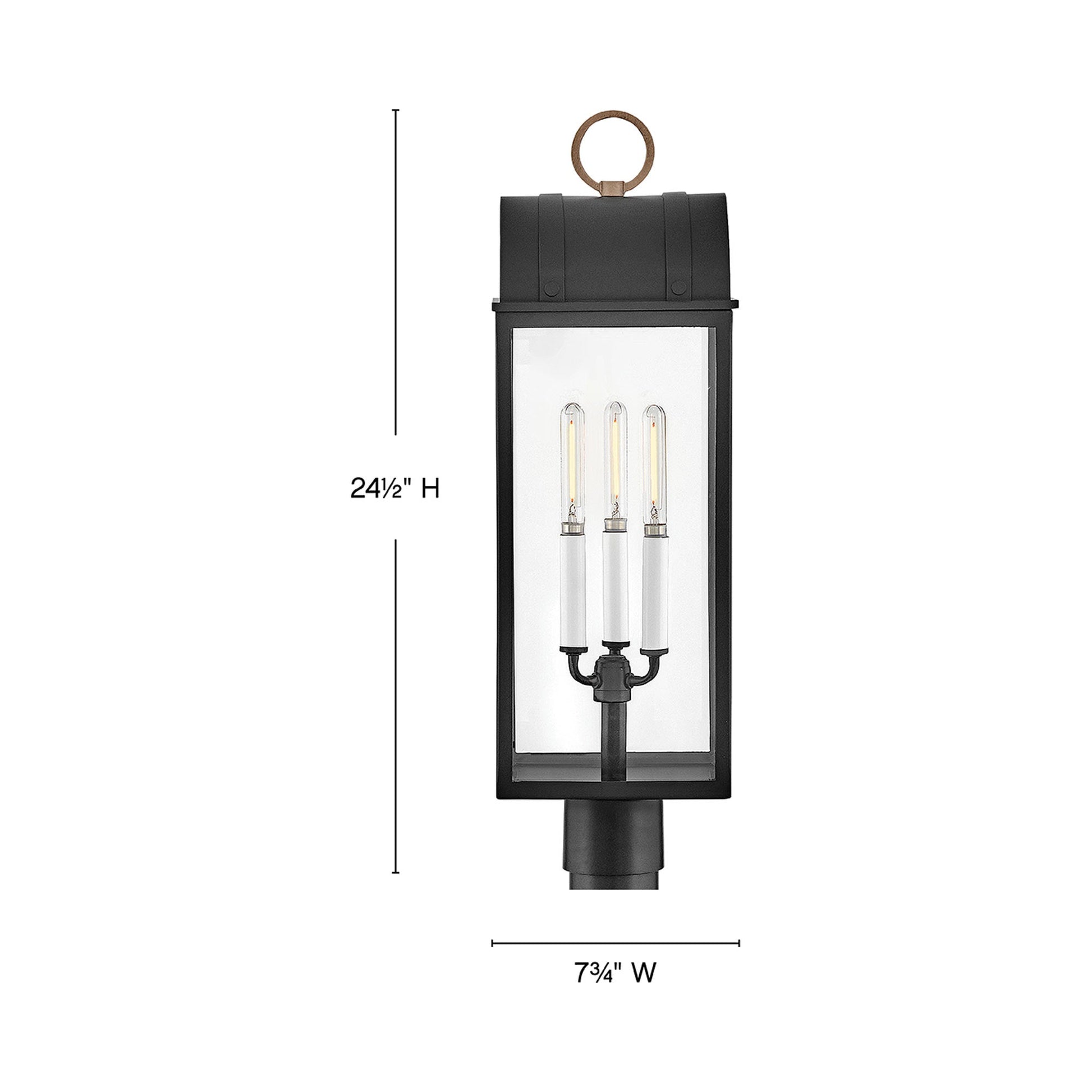 Campbell Outdoor Post Light - line drawing.