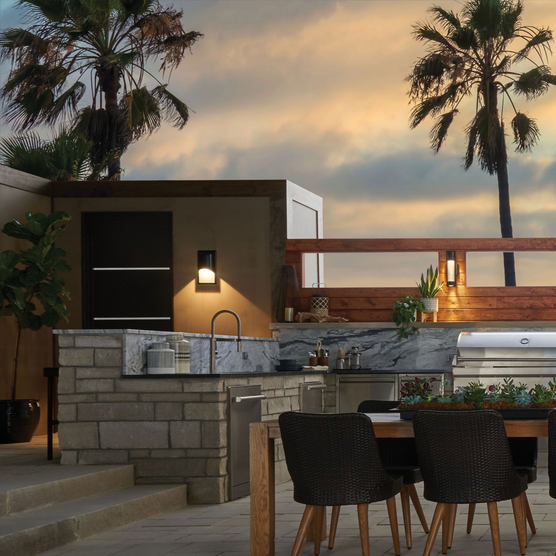 Cascade Outdoor Wall Light in Outside Area.