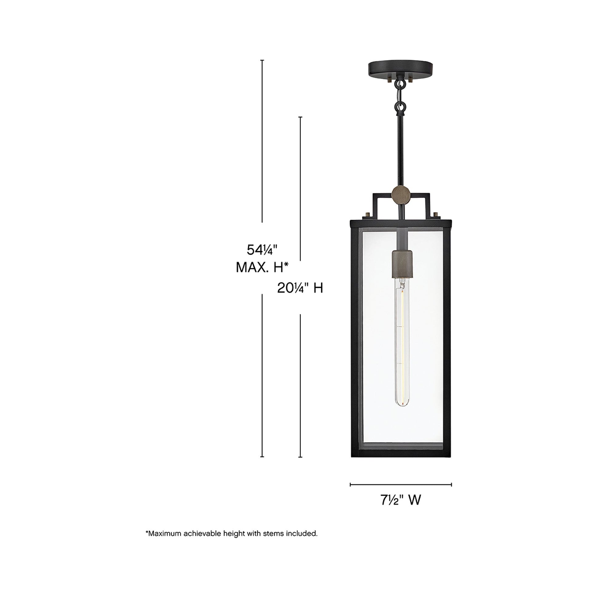 Catalina Outdoor Pendant Light - line drawing.