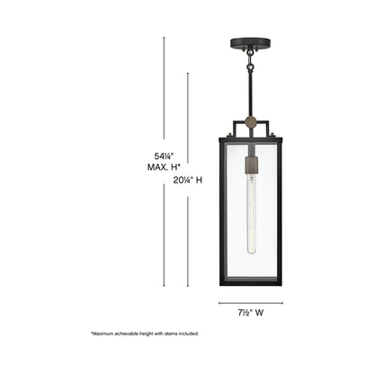 Catalina Outdoor Pendant Light - line drawing.
