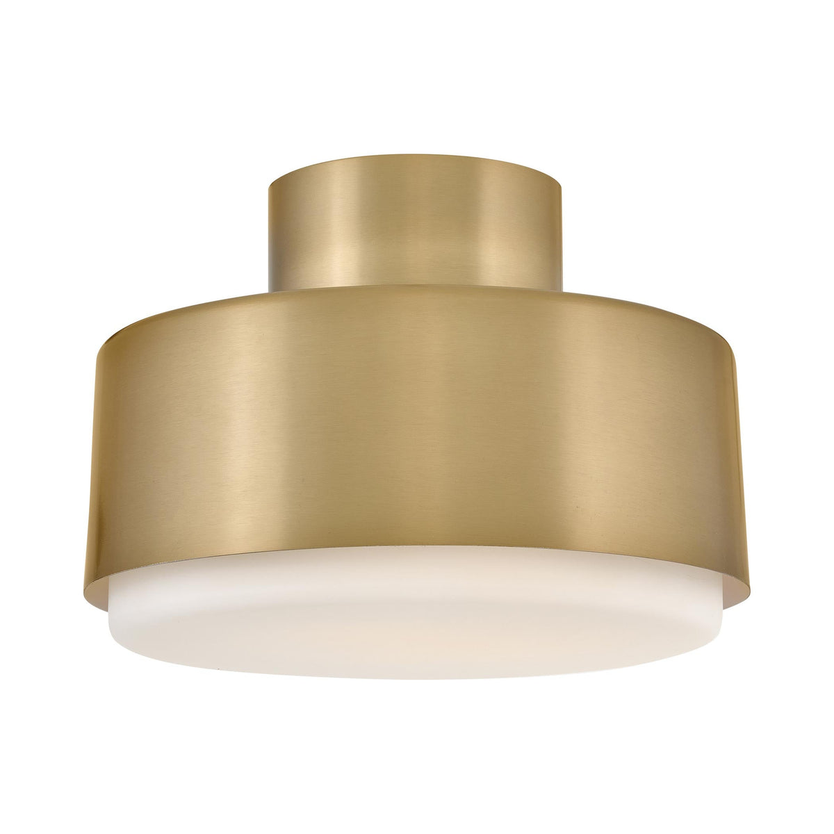 Cedric Semi Flush Mount Ceiling Light in Lacquered Brass.