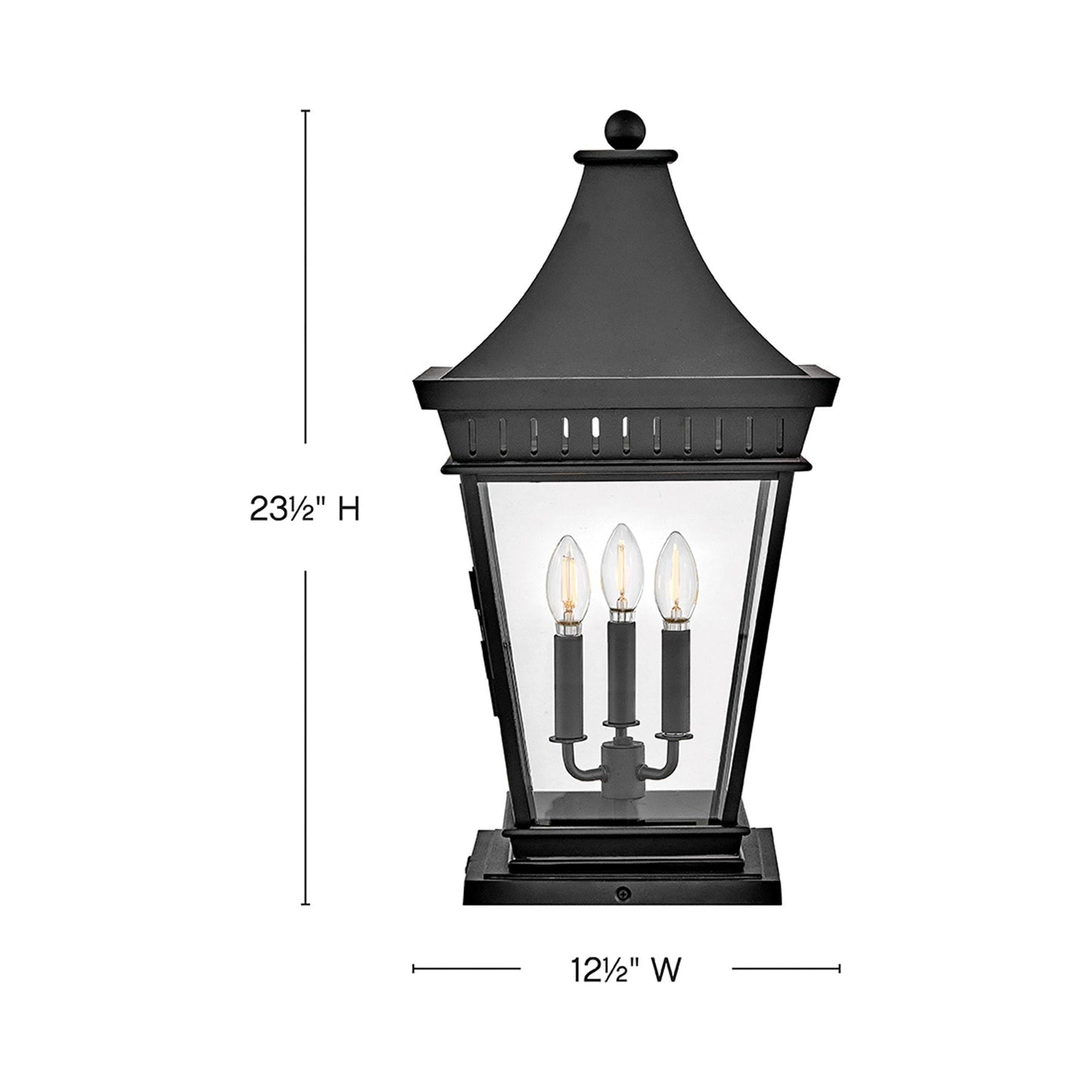 Chapel Hill Outdoor Pier Mount Light - line drawing.