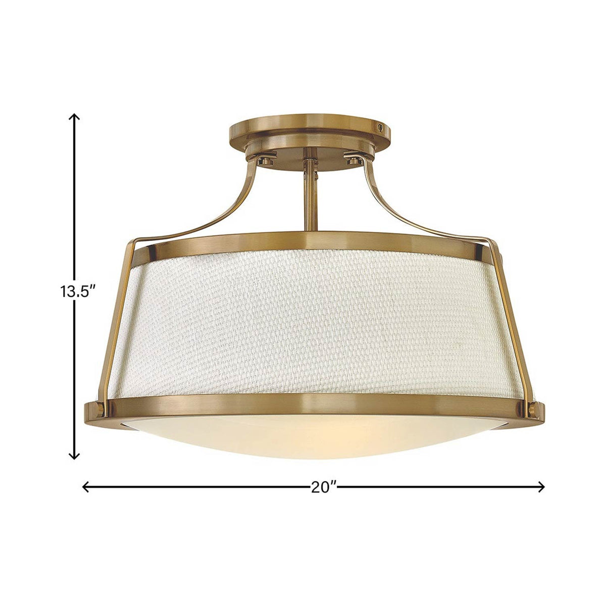 Charlotte Semi Flush Mount Ceiling Light - line drawing.