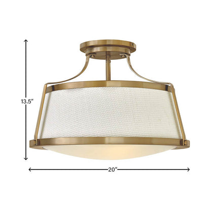 Charlotte Semi Flush Mount Ceiling Light - line drawing.