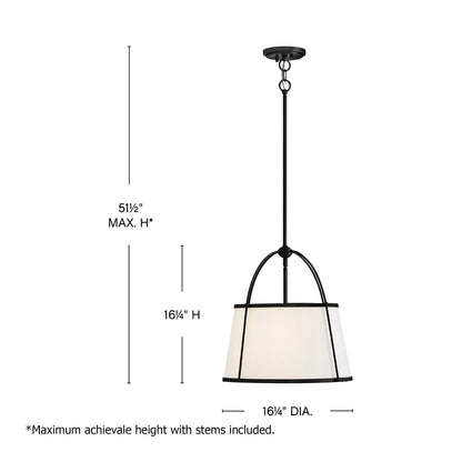 Clarke Drum Pendant Light - line drawing.