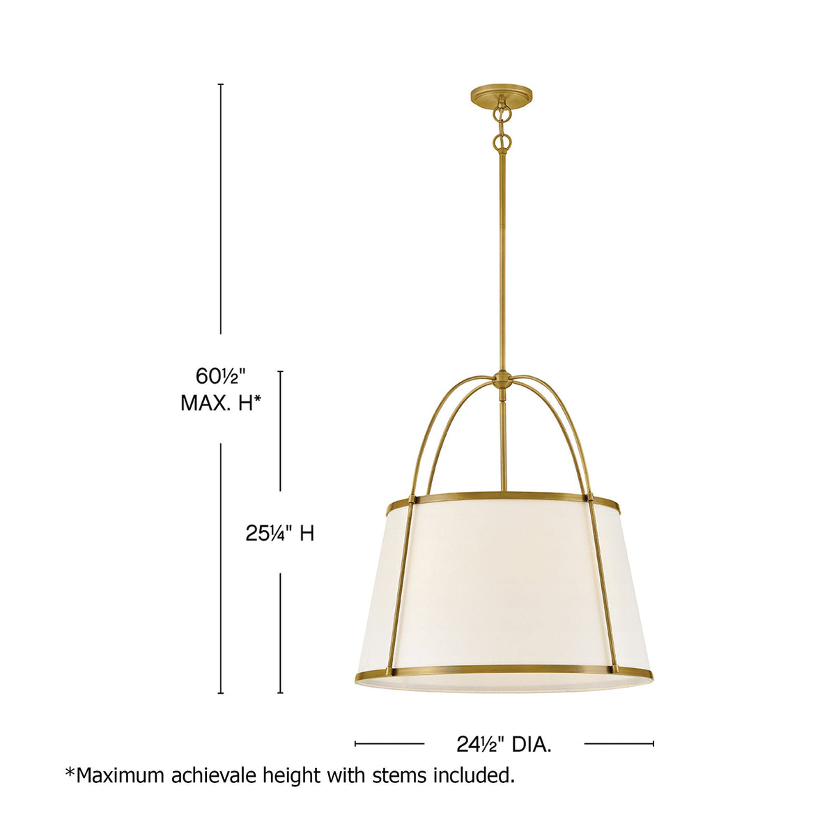Clarke Drum Pendant Light - line drawing.