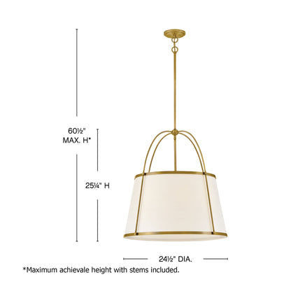 Clarke Drum Pendant Light - line drawing.