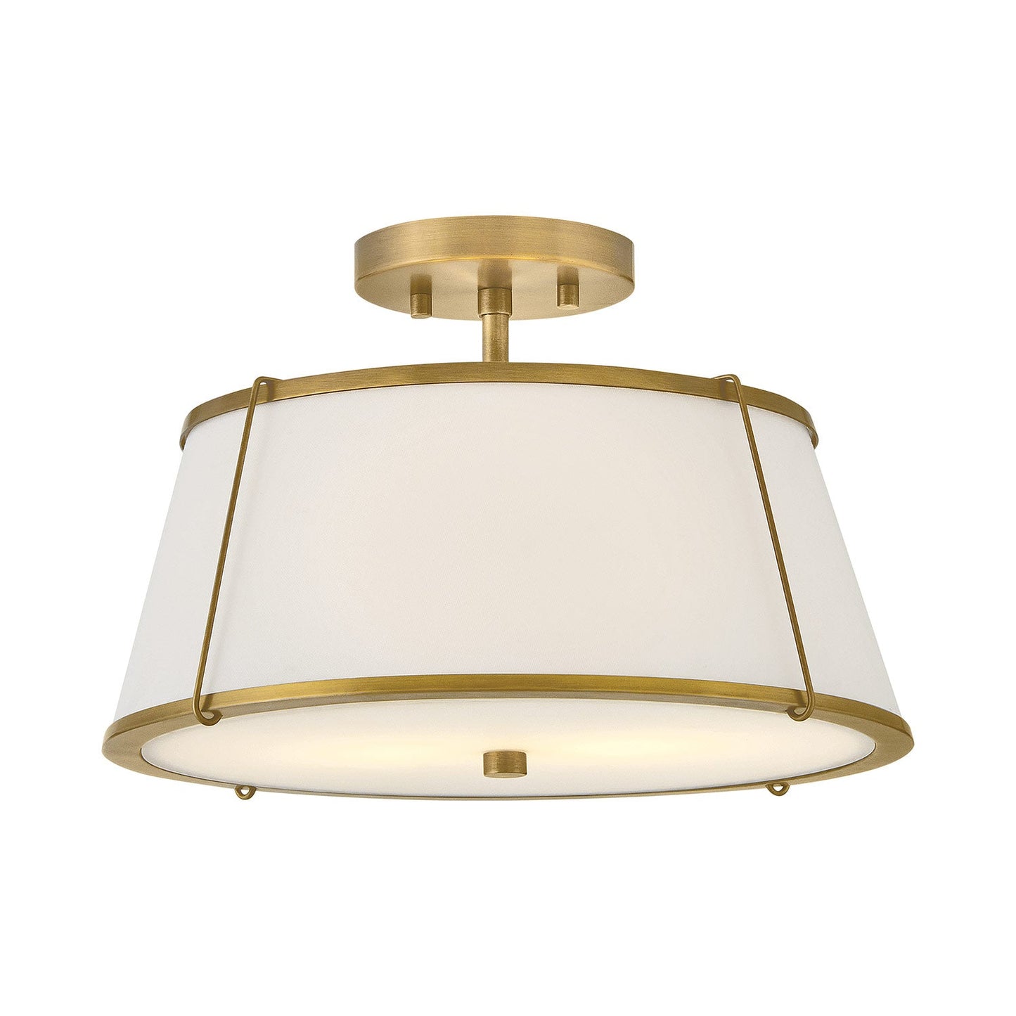 Clarke Semi Flush Mount Ceiling Light in Lacquered Dark Brass.