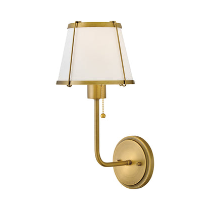 Clarke Wall Light in Lacquered Dark Brass.