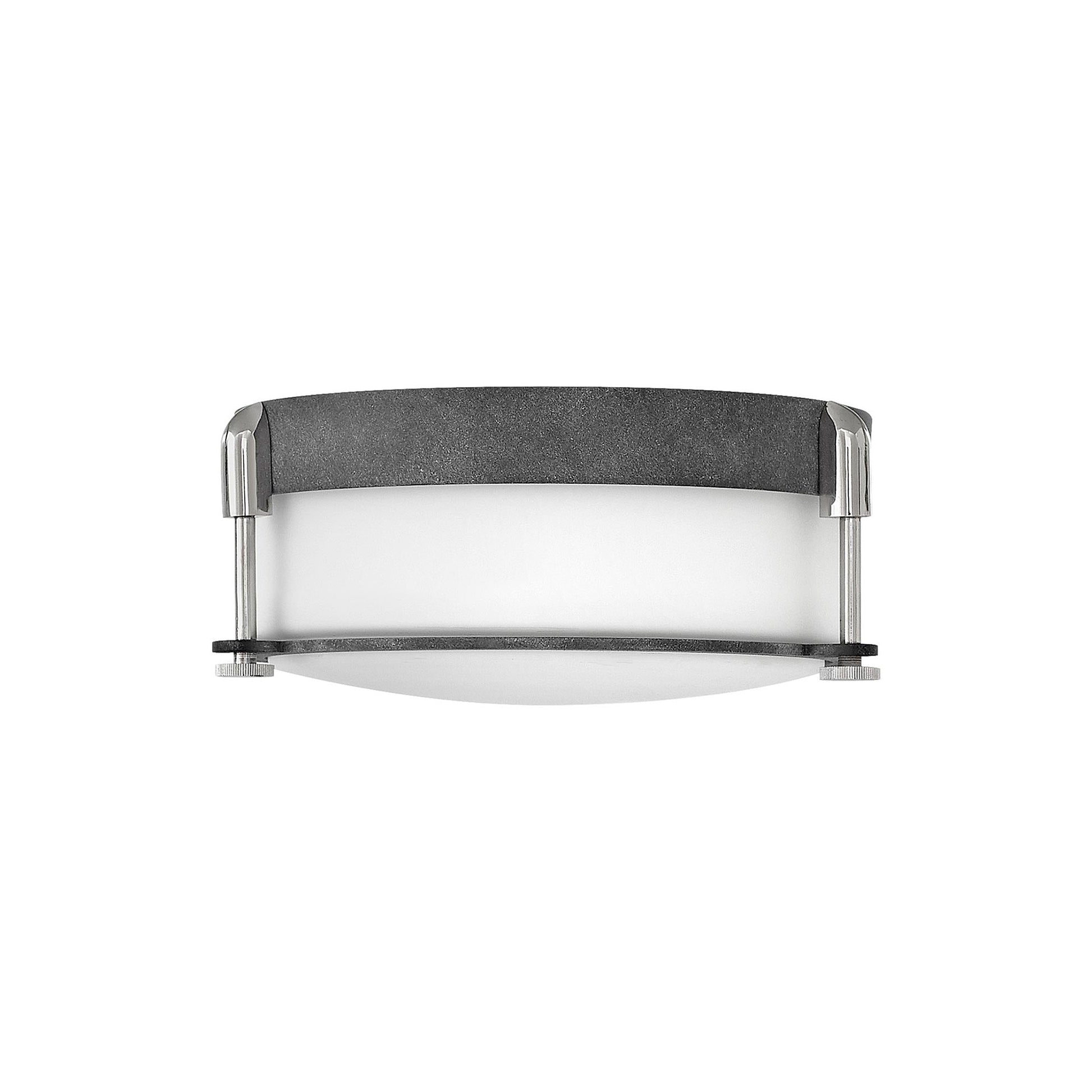 Colbin Flush Mount Ceiling Light in Aged Zinc/Polished Nickel (12.5-Inch).