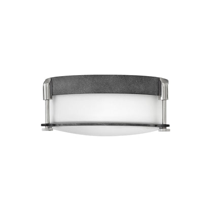 Colbin Flush Mount Ceiling Light in Aged Zinc/Polished Nickel (12.5-Inch).