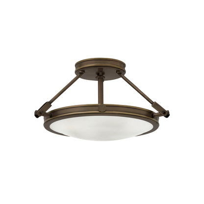 Collier Semi Flush Mount Ceiling Light in Light Oiled Bronze (15.25-Inch).