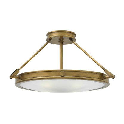 Collier Semi Flush Mount Ceiling Light in Heritage Brass (22-Inch).