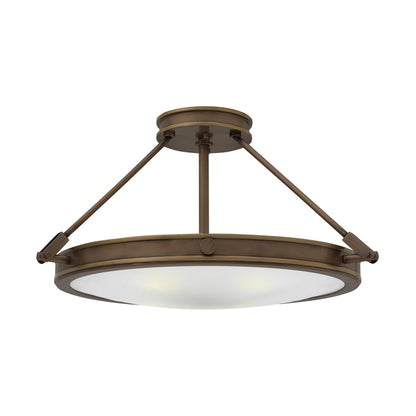 Collier Semi Flush Mount Ceiling Light in Light Oiled Bronze (22-Inch).