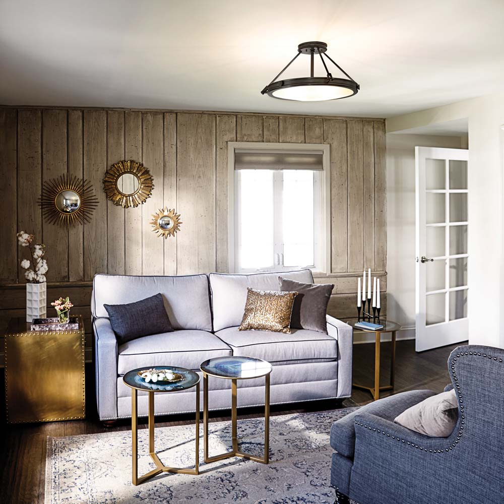 Collier Semi Flush Mount Ceiling Light in living room.
