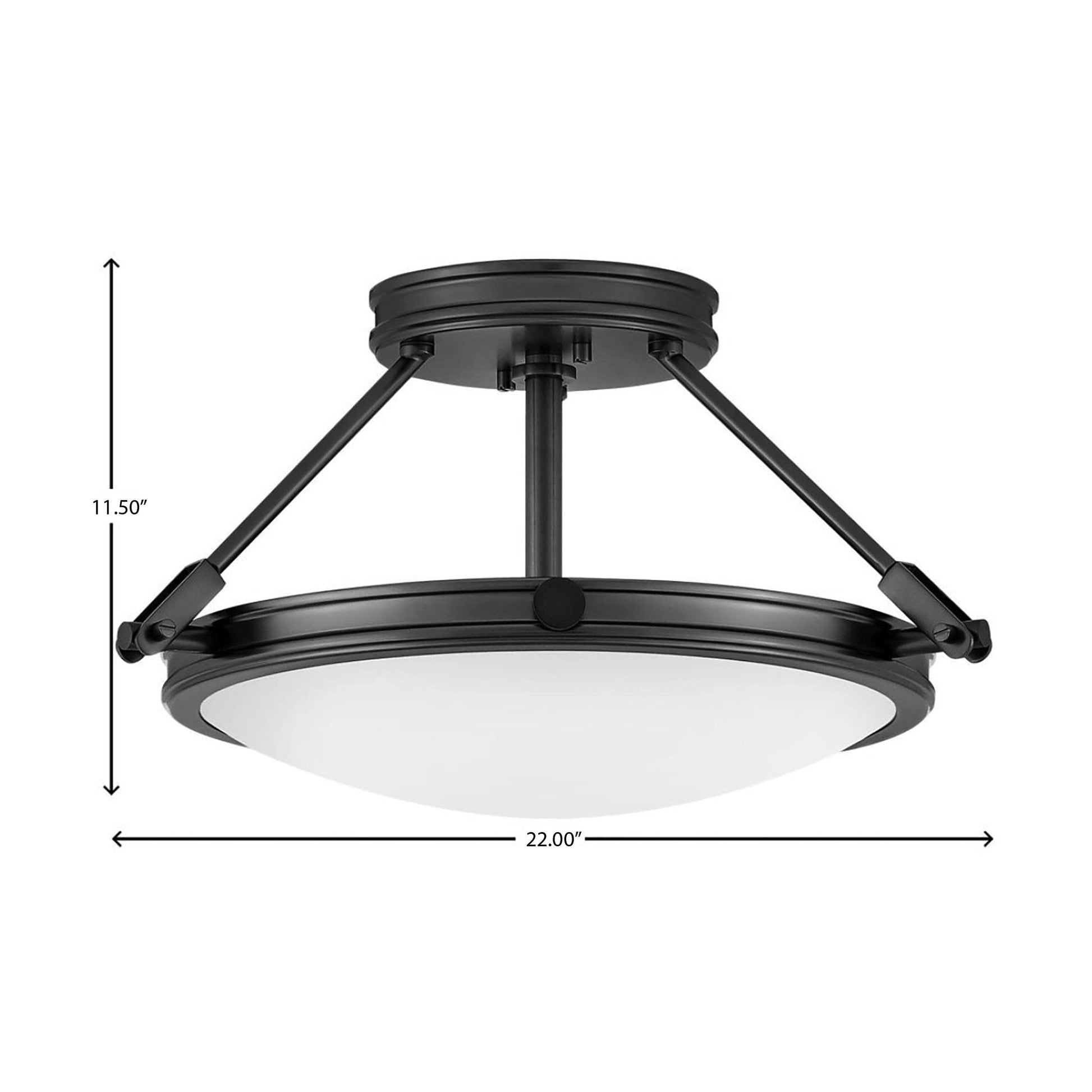 Collier Semi Flush Mount Ceiling Light - line drawing.
